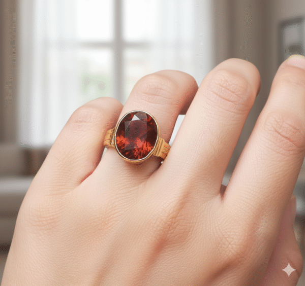 Top Quality Natural Hessonite (gomed) panchdhatu adjustable ring