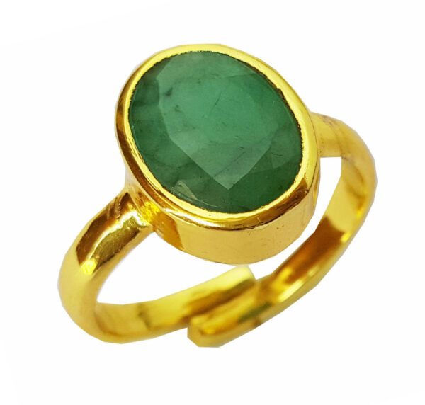 Top Quality Natural emerald (panna) gold plated adjustable ring