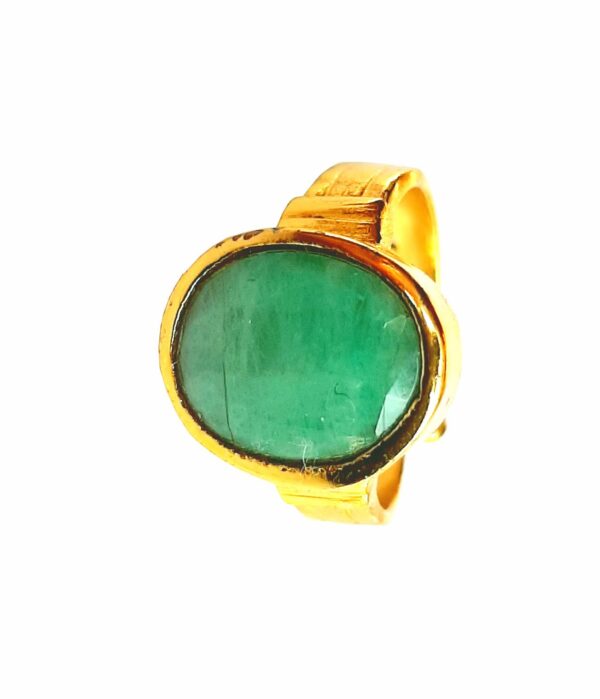 Top Quality Natural emerald (panna) oval shape adjustable panchdhatu ring