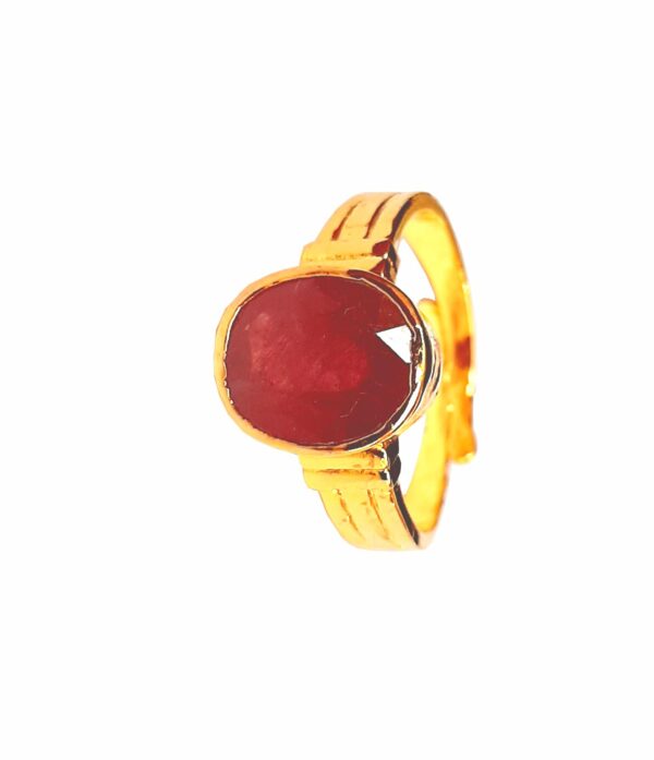 Top Quality Natural manik (ruby) oval shape adjustable panchdhatu ring