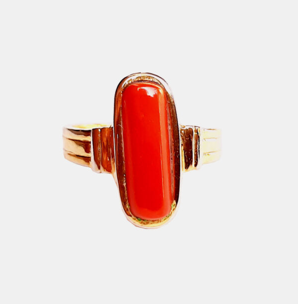 Top Quality Natural coral (moonga) panchdhatu adjustable ring