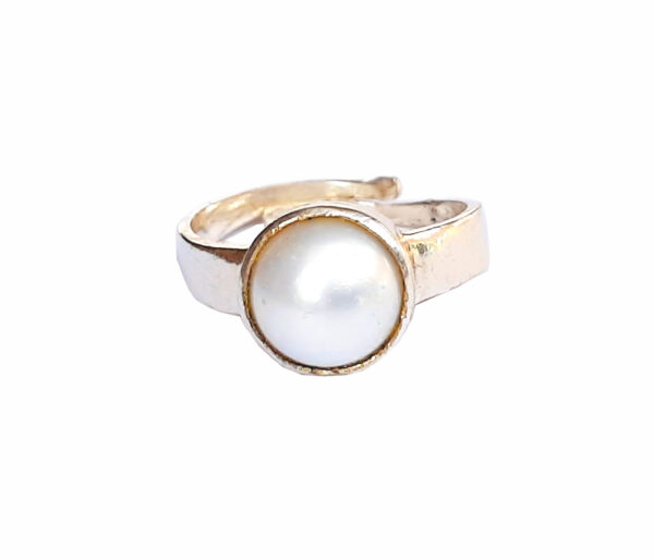 Top Quality Natural pearl (moti) silver plated adjustable ring