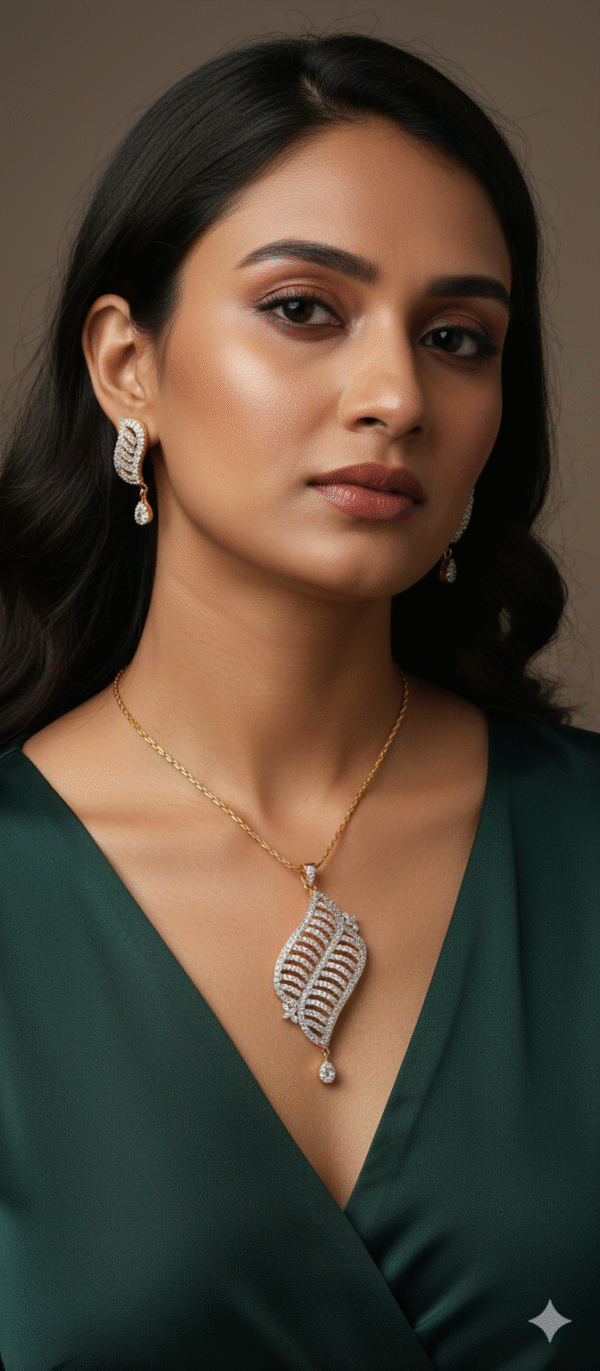Artificial and Attractive beautiful desgin american diamonds base gold plated pendent set