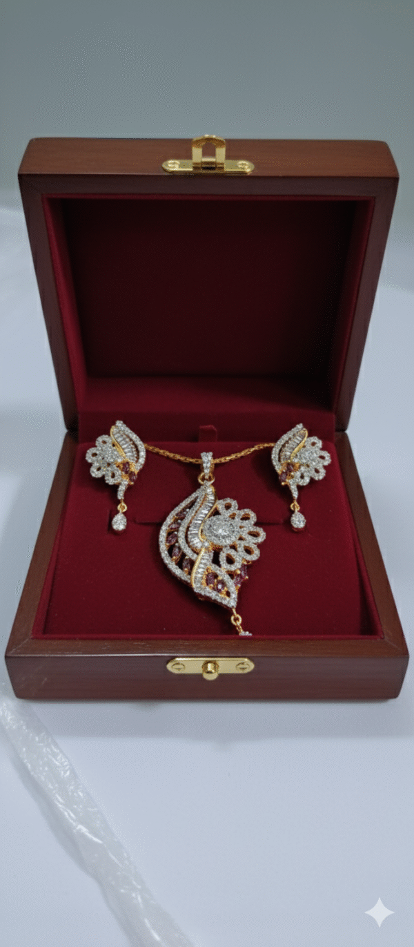 beautiful artificial American diamond pendant set