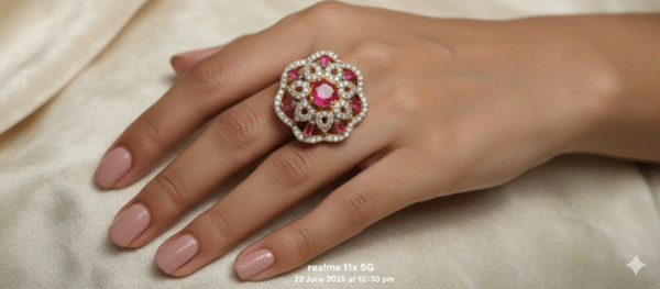 Artificial & Attractive red Stone Designer Ring