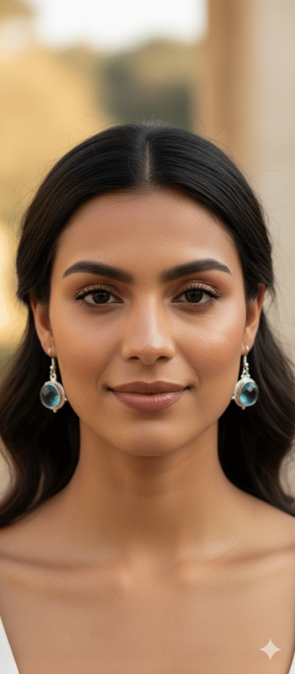 Top Quality Attractive blue stone artificial silver plated earrings