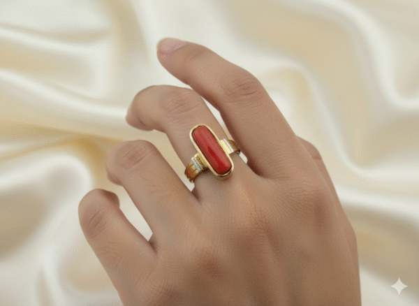 Top Quality Natural coral (moonga) panchdhatu adjustable ring