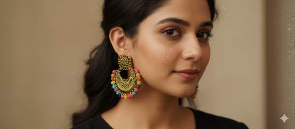 Top Quality Atificial attractive colourful beads stone gold plated deginer earrings