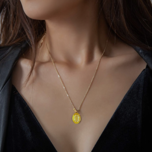 Alternative view of Natural and certified top quality yellow sapphire (pukhraj) panchdhatu pendent