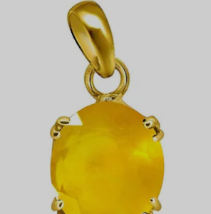 Natural and certified top quality yellow sapphire (pukhraj) panchdhatu pendent
