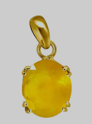 Natural and certified top quality yellow sapphire (pukhraj) panchdhatu pendent
