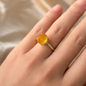 Natural and certified yellow sapphire (pukhraj) top quality panchdhatu adjustable ring