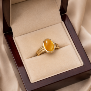 Natural and certified top quality yellow sapphire (pukhraj) panchdhatu adjustable ring