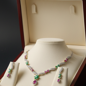 Beautiful and attractive multicolour stones artificial neckless set with maching earrings