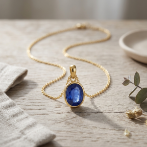 Natural and certified top quality blue sapphire (neelam) panchdhatu pendent