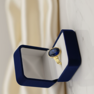 Alternative view of Natural and certified blue sapphire (neelam) top quality panchdhatu adjustable ring