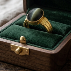Natural and certified top quality cat's eye (Lehsuniya) stone panchdhatu adustable ring