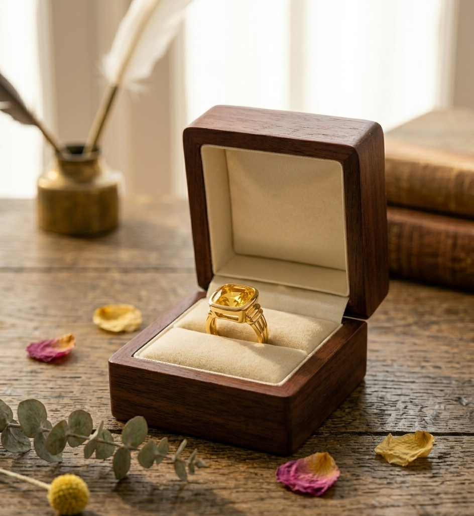 Natural and certified yellow sapphire (pukhraj) panchdhatu adjustable ring - Image 5