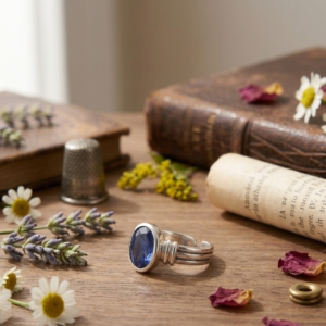 Natural and certified blue sapphire (neelam) 92.5 pure silver adjustable ring