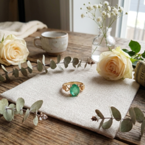 Natural and certified Emerald (panna) heart design panchdhatu adjsutable ring