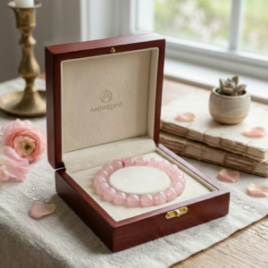 Alternative view of Natural and top quality rose quartz beads bracelet