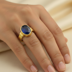 Natural and certified blue sapphire (neelam) top quality panchdhatu adjustable ring