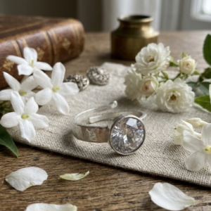 Alternative view of Natural and certified american diamond (zircon) silver plated adjustable ring