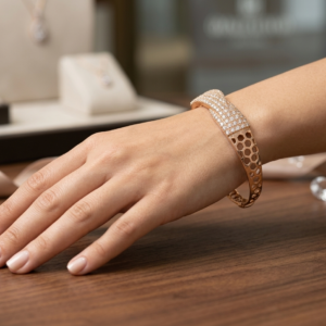 Alternative view of Fancy and beautiful attractive american diamonds artificial gold plated bangle