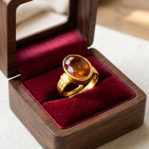 Natural and certified top quality 4.25 to 7.25ct Gomed (Hessonite) panchdhatu adjustable ring