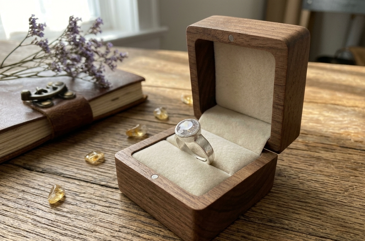 Natural and top quality american diamond (zircon) silver plated adjustable ring - Image 2