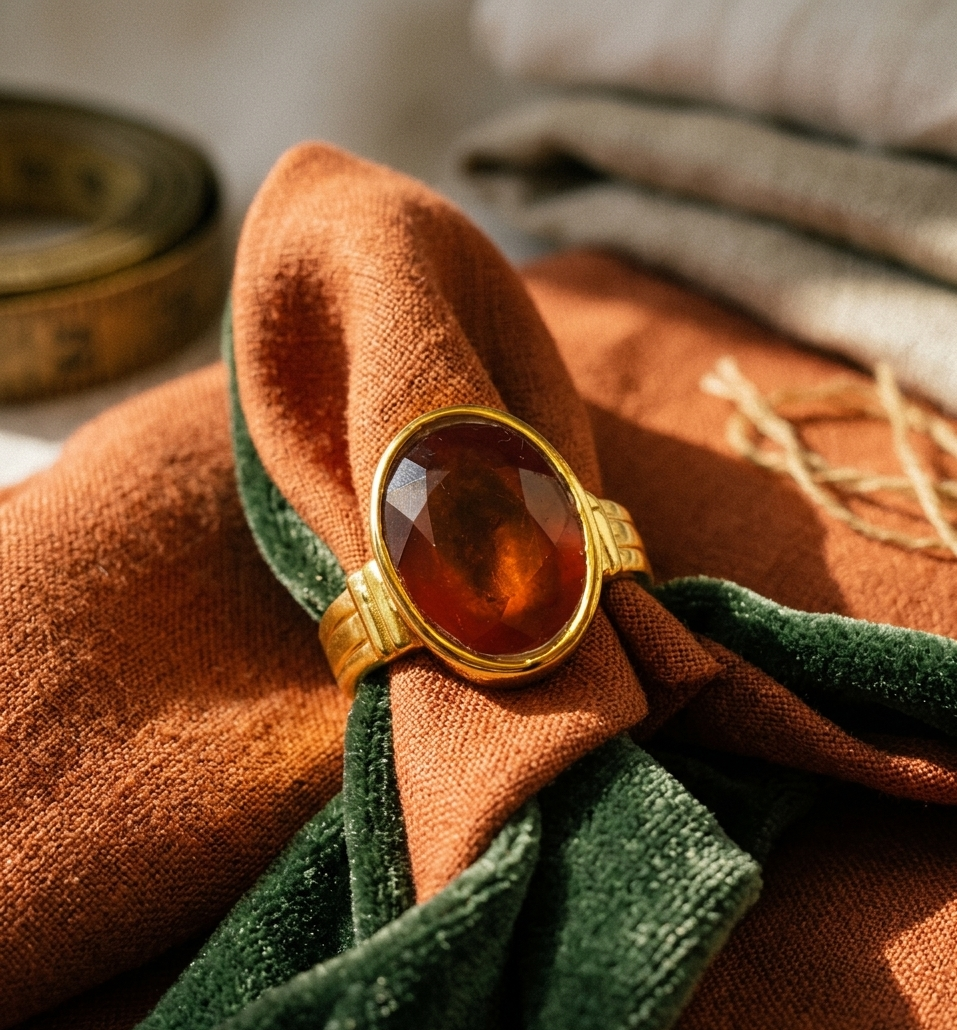 Natural and certified top quality 4.25 to 7.25ct Gomed (Hessonite) panchdhatu adjustable ring - Image 4