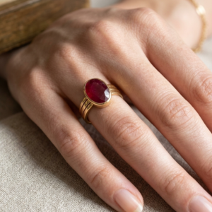 Alternative view of Natural and certified top quality 4.25 to 7.25ct Ruby (manik) panchdhatu adjustable ring