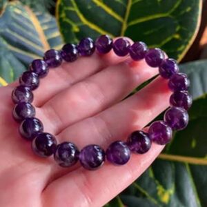 Natural Deep Purple Amethyst Beaded Bracelet