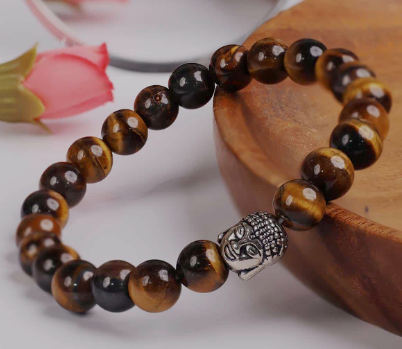 Natural top quality tiger eye beads with buddha bracelet