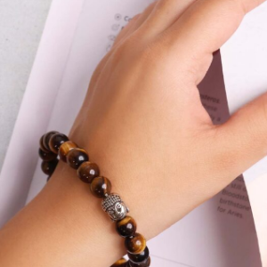 Alternative view of Natural top quality tiger eye beads with buddha bracelet