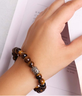 Natural top quality tiger eye beads with buddha bracelet - Image 2
