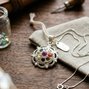 Natural and top quality stones navratan 92.5 pure silver pendent