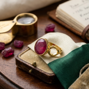 Natural and certified ruby (manik) panchdhatu adjustable ring