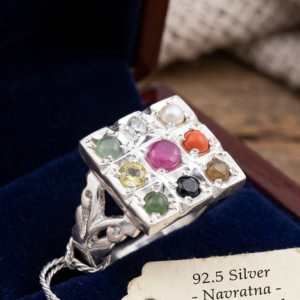 Natural 9 planets navratan pure 92.5 silver adjustable ring