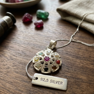 Natural and top quality stones navratan 92.5 pure silver pendent