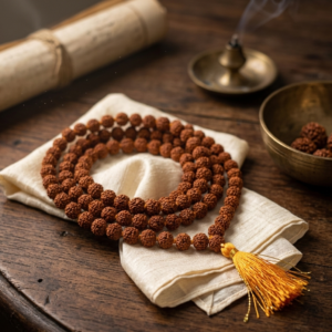 Alternative view of Natural rudraksha 108 beads daana jaap mala