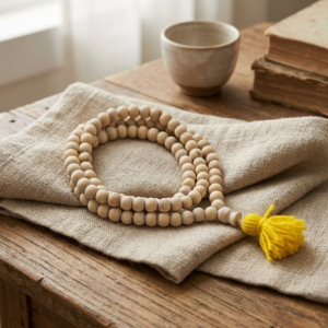 Alternative view of Natural beads tulsi 108 daana jaap mala