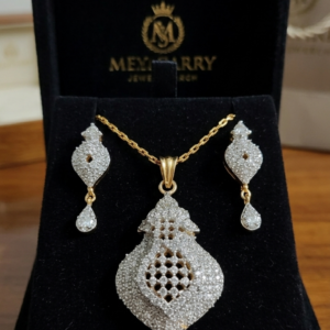 Alternative view of Fancy good quality american diamond gold plated artificial pendent set