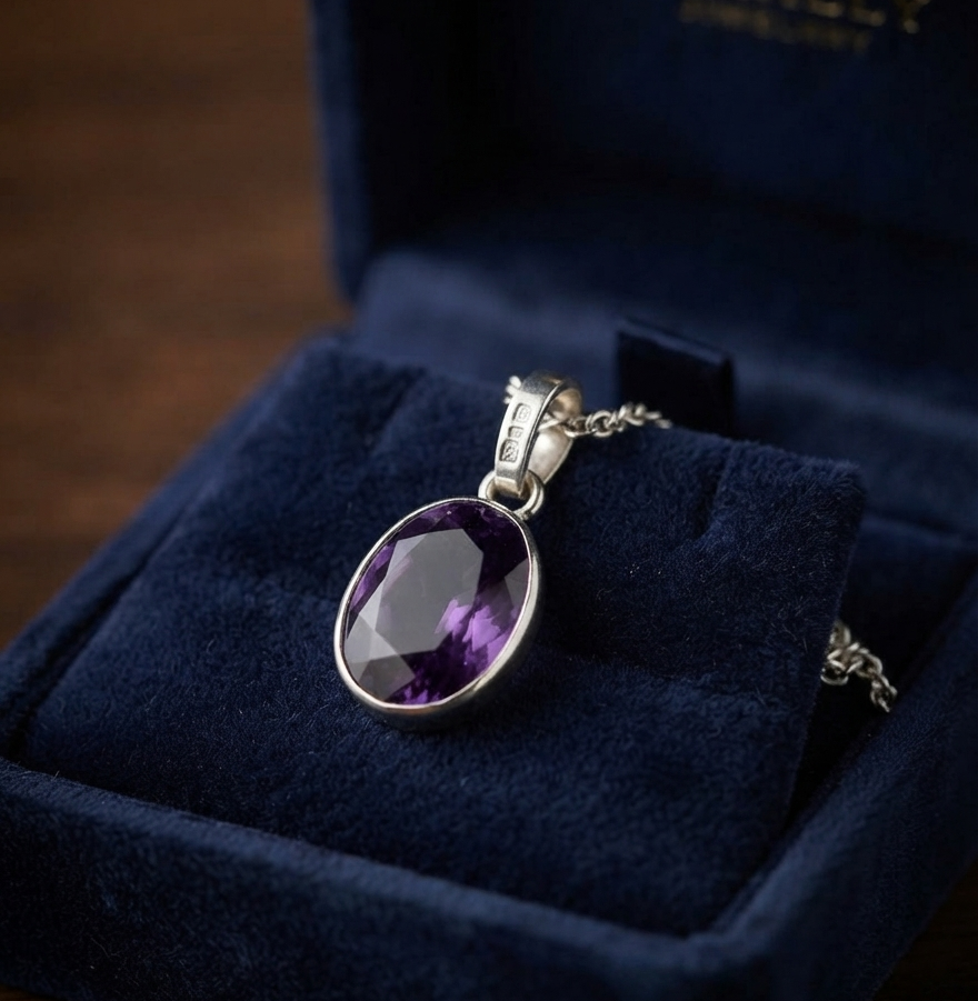 Natural amethyst stone silver plated pendent - Image 4
