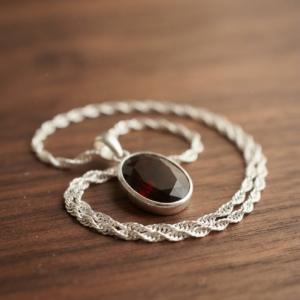 Natural and certified Gomed (Hessonite) silver-plated pendant