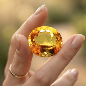 Alternative view of Natural and certified citrine oval stone