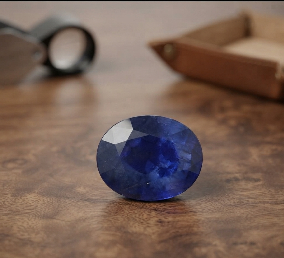 Natural and certified blue sapphire (neelam) stone