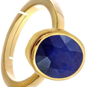 Natural and certified 6.25 ratti blue sapphire (neelam) panchdhatu adjutable ring