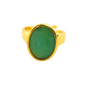 Natural and certified emerald (panna) panchdhatu adjustable ring