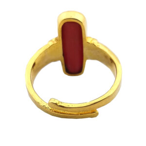 Alternative view of Natural and certified coral (moonga) panchdhatu adjutable ring